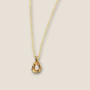 Gold-Tone Jewelry Opal Pendant Necklace With Teardrop Design On 17-Inch Chain
